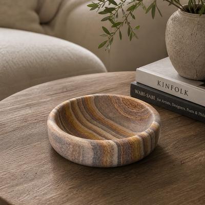 Gild Amphora - Rainbow Sandstone Decorative Bowl - Centerpiece Accent