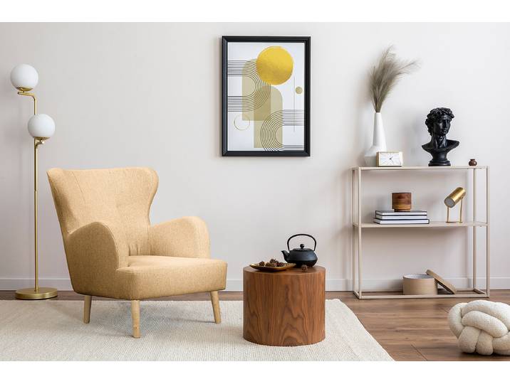Ohrensessel Cobby Beige Strukturstoff Mosha 88 x 88 x 64cm