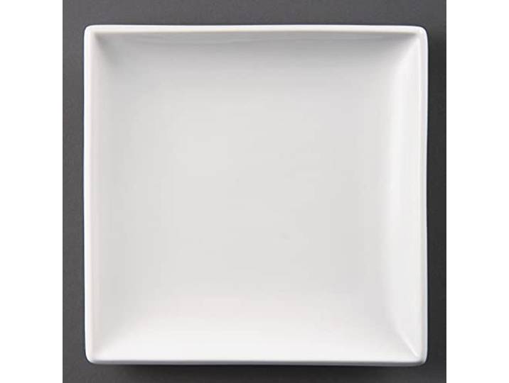 Olympia Whiteware Quadratische Speiseteller 240 mm/9.5 inch (12er Pack), Weißes Porzellan - Backofen-, Mikrowellen-, Spülmaschinen- und Gefrierschrankfest - BS4034 Zertifiziert, U155
