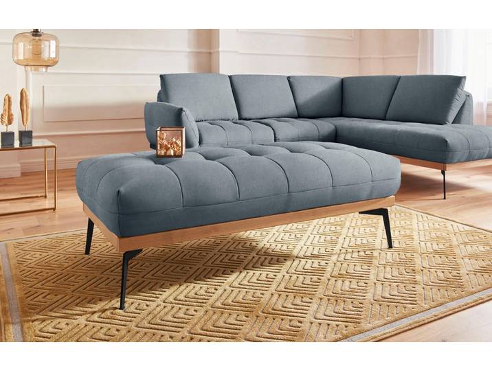 Hocker EXXPO - SOFA FASHION Palic, moderner Polsterhocker mit tollen Verarbeitungsdetails , blau (denim), B:139cm H:47cm T:71cm, Hocker, Hocker