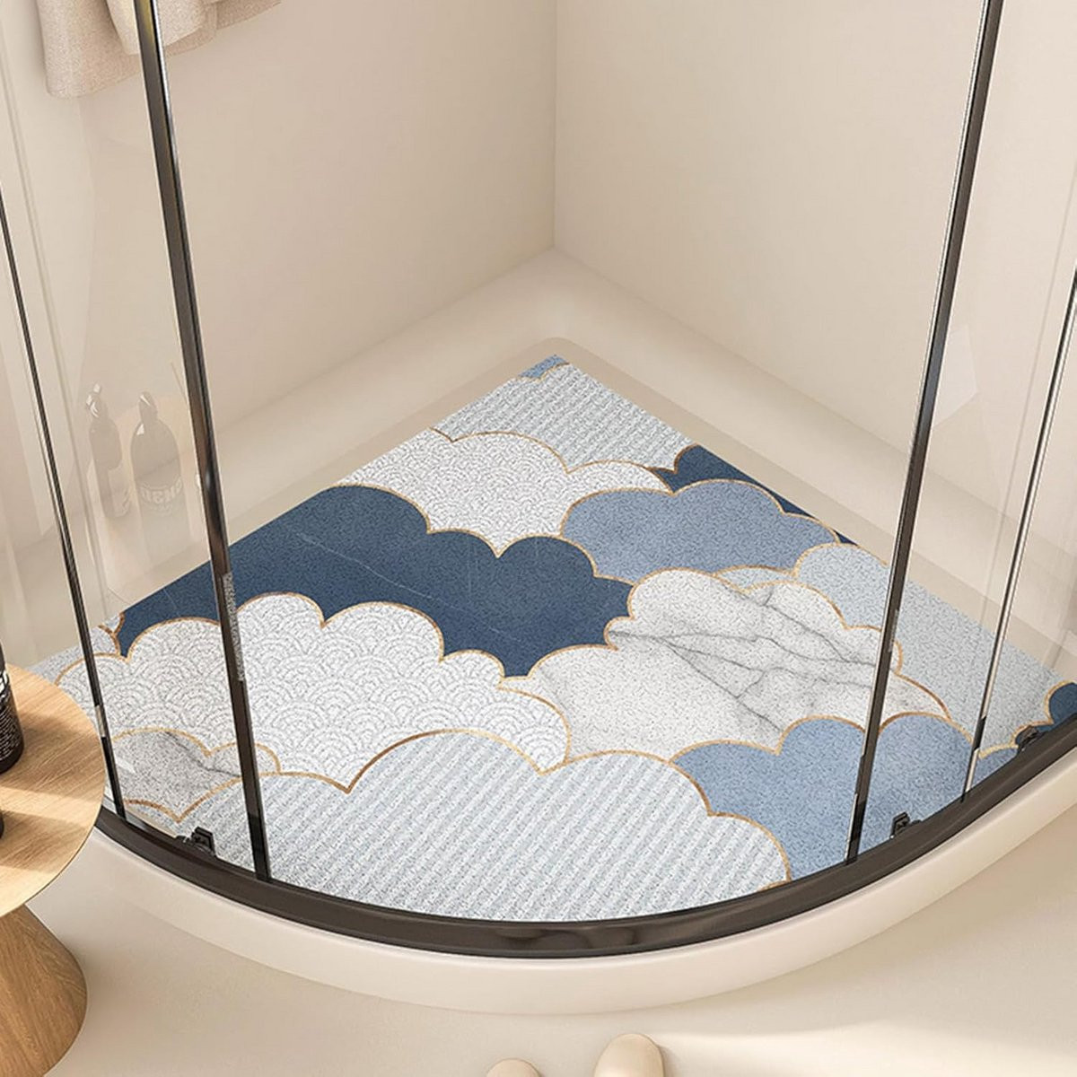 Antislip Hoekdouchemat met Afvoergaten voor Binnendouche, 90 x 90 cm