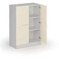 Metall-Aktenschrank mit Holztüren, zerlegt, 1150 x 800 x 400 mm, Birke