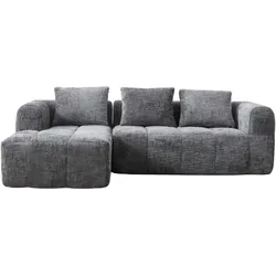 ECKSOFA chenille L-form mit chaiselongue & 3 kissen
