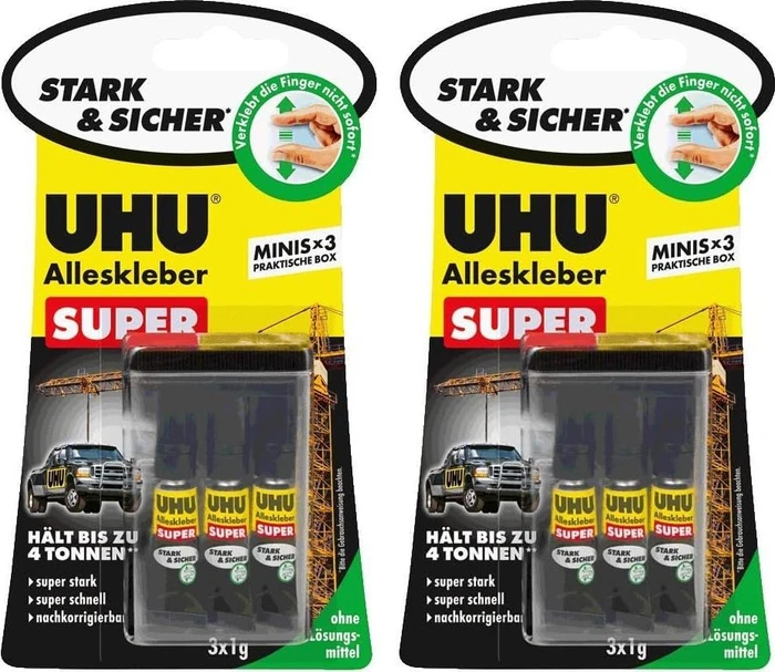 3 UHU SUPER Mini's Alleskleber 3 x 1,0 g