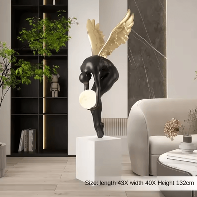 Uplift Curations Gradient Violent Bear Statue Luxury Resin Mirror Sculpture For Modern Living Room Decor black