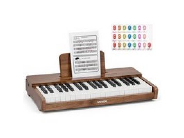 VEVOR Clavier de Piano Électronique Enfant 37 Touches Piano Électronique en Bois Mini Jouet Musical Éducatif pour Tout-petits Garçons Filles, avec Double Alimentation, Volume Réglable, Couleur Noyer