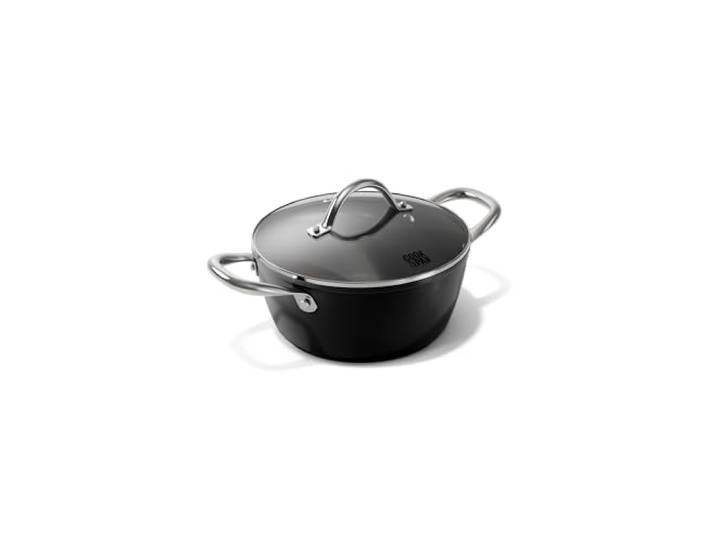 Cook & Pan - Faitout Signature avec couvercle 22 cm- Induction - Sans PFAS- Revêtement Antiadhésif en Céramique- Aluminium- Noir