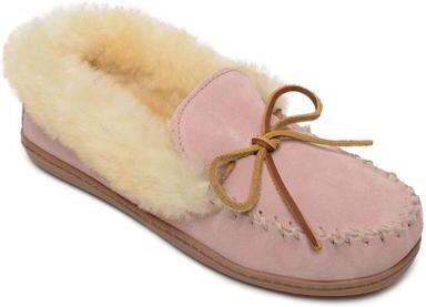 Minnetonka Alpine Sheepskin Moc - Womens 5 Pink Slipper Medium