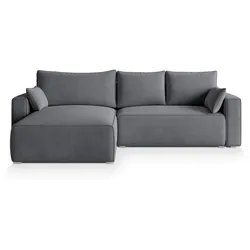 ECKSOFA FORIL Grau Velours-Stoff mit Schlaffunktion