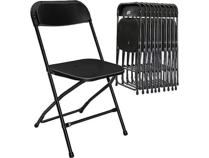 Lot de 10 chaises pliantes en plastique noir usage intérieur et extérieur usage commercial ou domestique pliable et empilable