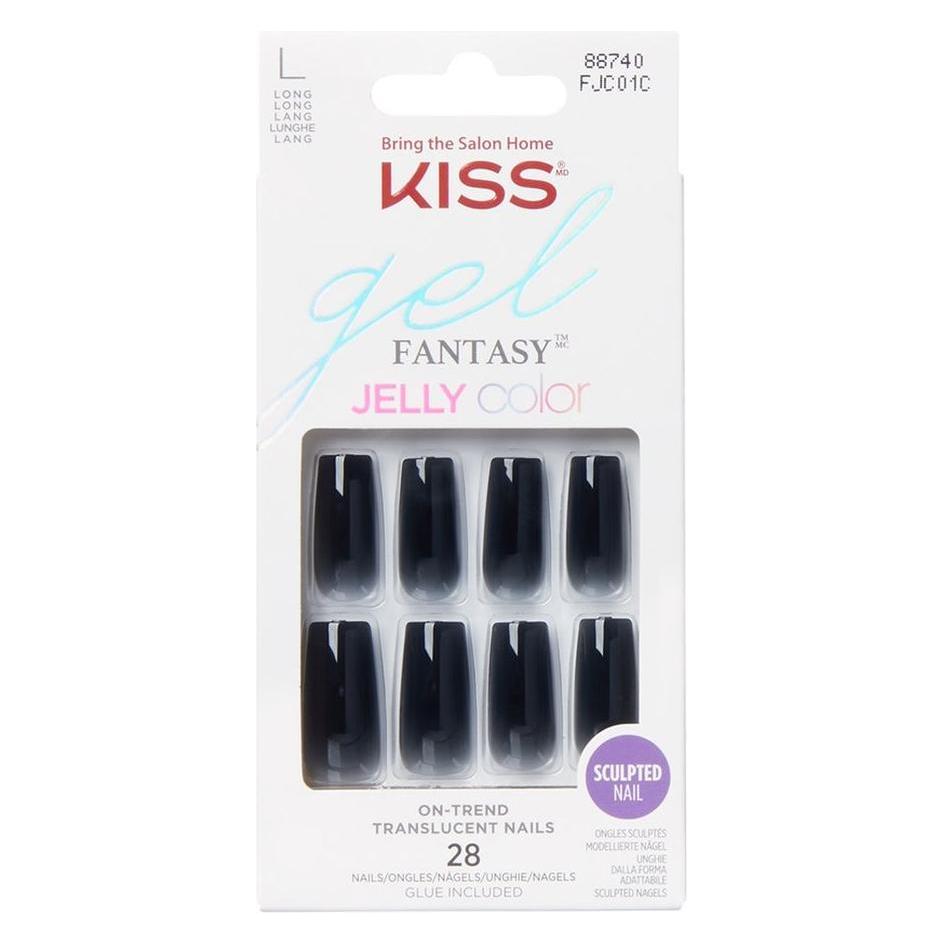 KISS Gel nails Gel Fantasy Jelly Color 28 pcs (Kunstnägel, Black) (30133)