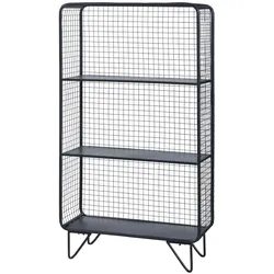Helloshop26 - Zeitloses Design Regal Wohnzimmer Schlafzimmer Aufbewahrungsmöbel freistehend Metall 90 x 50 x 19 cm schwarz