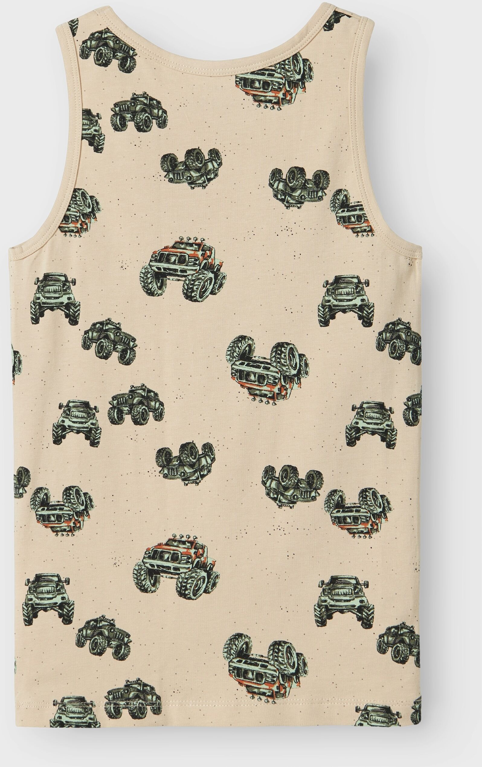 Unterhemd NAME IT "NKMTANK TOP 2P PEYOTE MONSTER TRUCK NOOS", Jungen, Gr. 122 (128), 2 Stk., N-Gr, beige (peyote), Jersey, Obermaterial: 95% Baumwolle, 5% Elasthan, bedruckt, normal, Rundhals, Unterhemden Unterhemd peyote 122 (128), 2 Stk., N-Gr