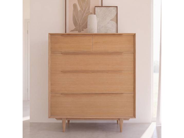 Commode en placage chêne, L100 cm
