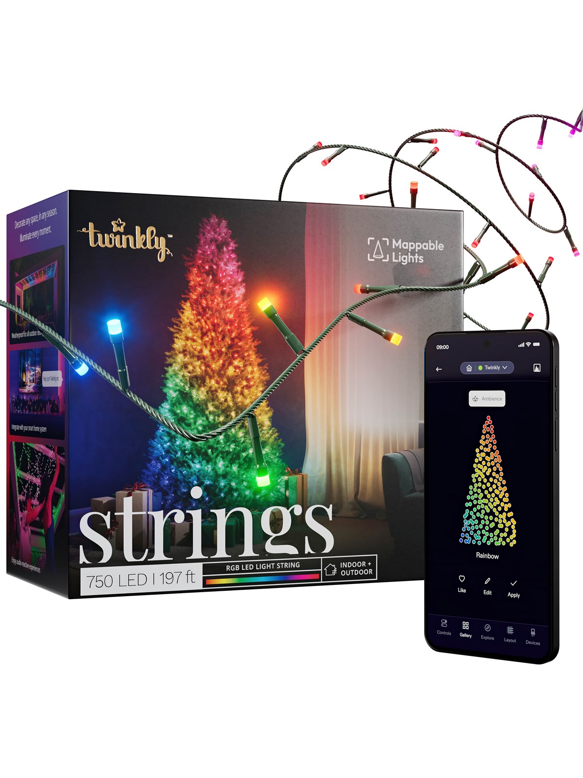 Twinkly Strings - 750 RGB Lights String Black Wire Plug Type F