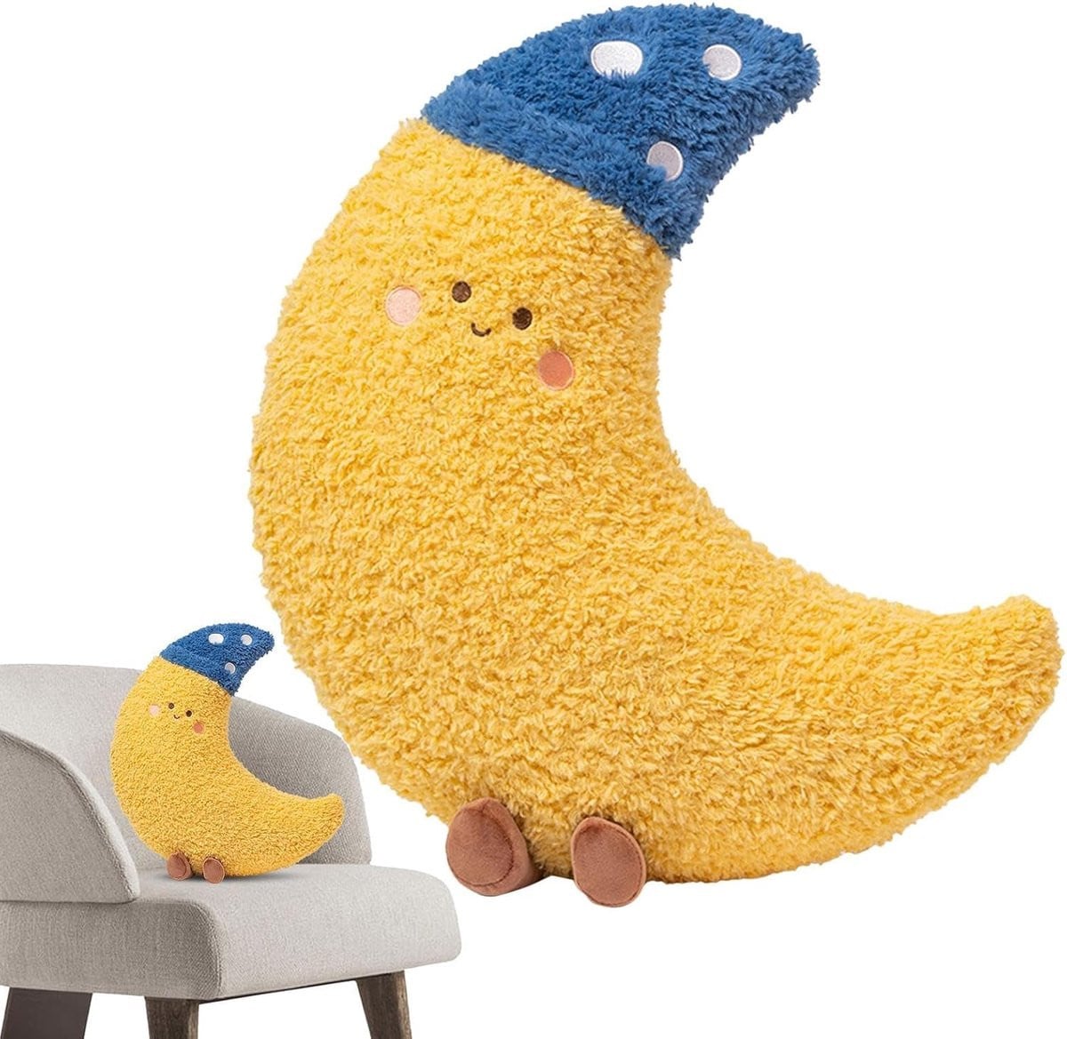 Geel Zonnekussen Pluche - Decoratief Knuffelkussen met Hoogveerkrachtige Vulling - 40 x 40 cm