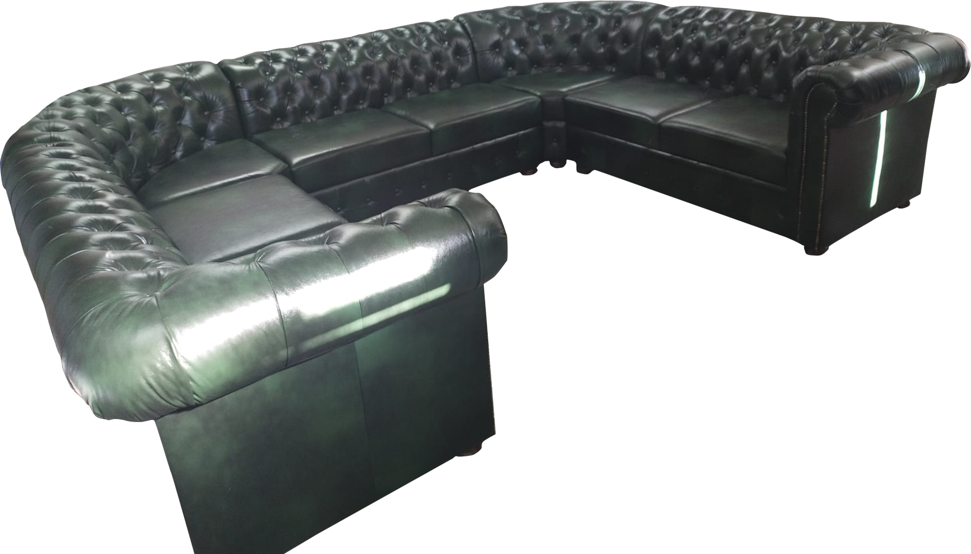 Chesterfield Ecksofa U-Form Ledersofa Ecksofas Leder Couch Modern
