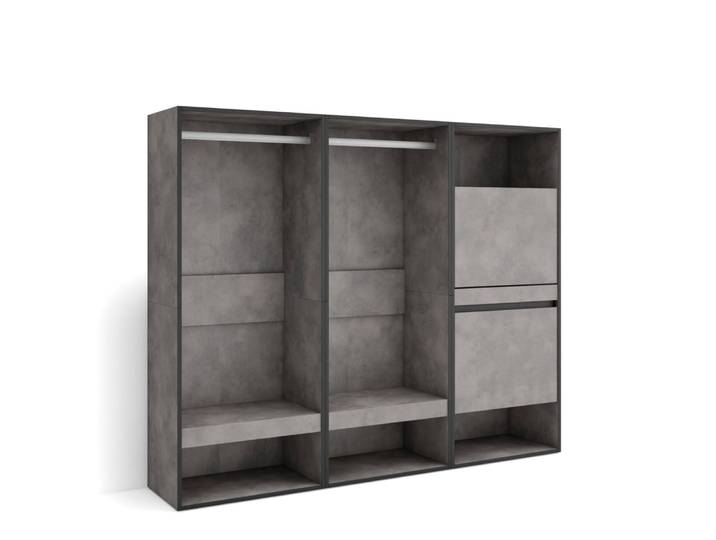 Armoire vestiaire effet bois ciment 180x35x145cm
