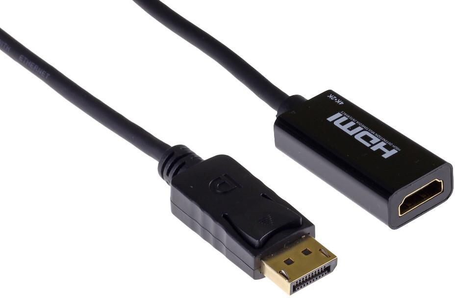 Mercodan PRO DisplayPort to HDMI Adapter, DP Male to HDMI Female, 0.15m, 4K@60Hz, ULTRA SOFT, Black
