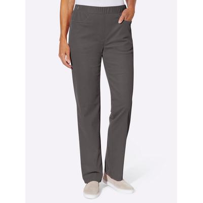 Samthose CLASSIC BASICS, Damen, Gr. 50, Normalgrößen, anthrazit, 80% Polyester, 20% Polyamid, unifarben, Hosen Samthose