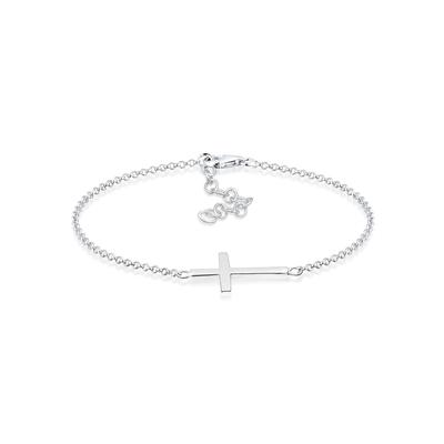 Armband ELLI "Kreuz Horizontal Schlicht 925 Silber", silber, Armbänder, Damen, 19cm, ohne Stein, Silber 925 (Sterlingsilber), Armband