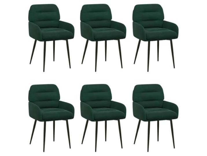 KUTYWEXFM Esszimmerstühle 6er Set Samt Dunkelgrün Metall 59x59,5x90cm Atmungsaktive Polsterstühle mit bequemen Armlehnen und solidem Metallgestell für Wohnzimmer, Küche und Essbereich.