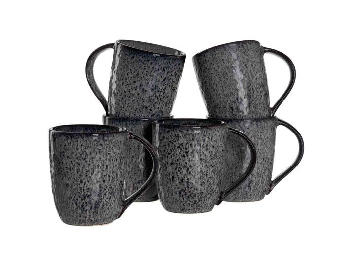 Becher LEONARDO Kaffeebecher Matera 430 ml 6er Set , grau (anthrazit), 6 tlg., Keramik, Trinkgefäße, Becher