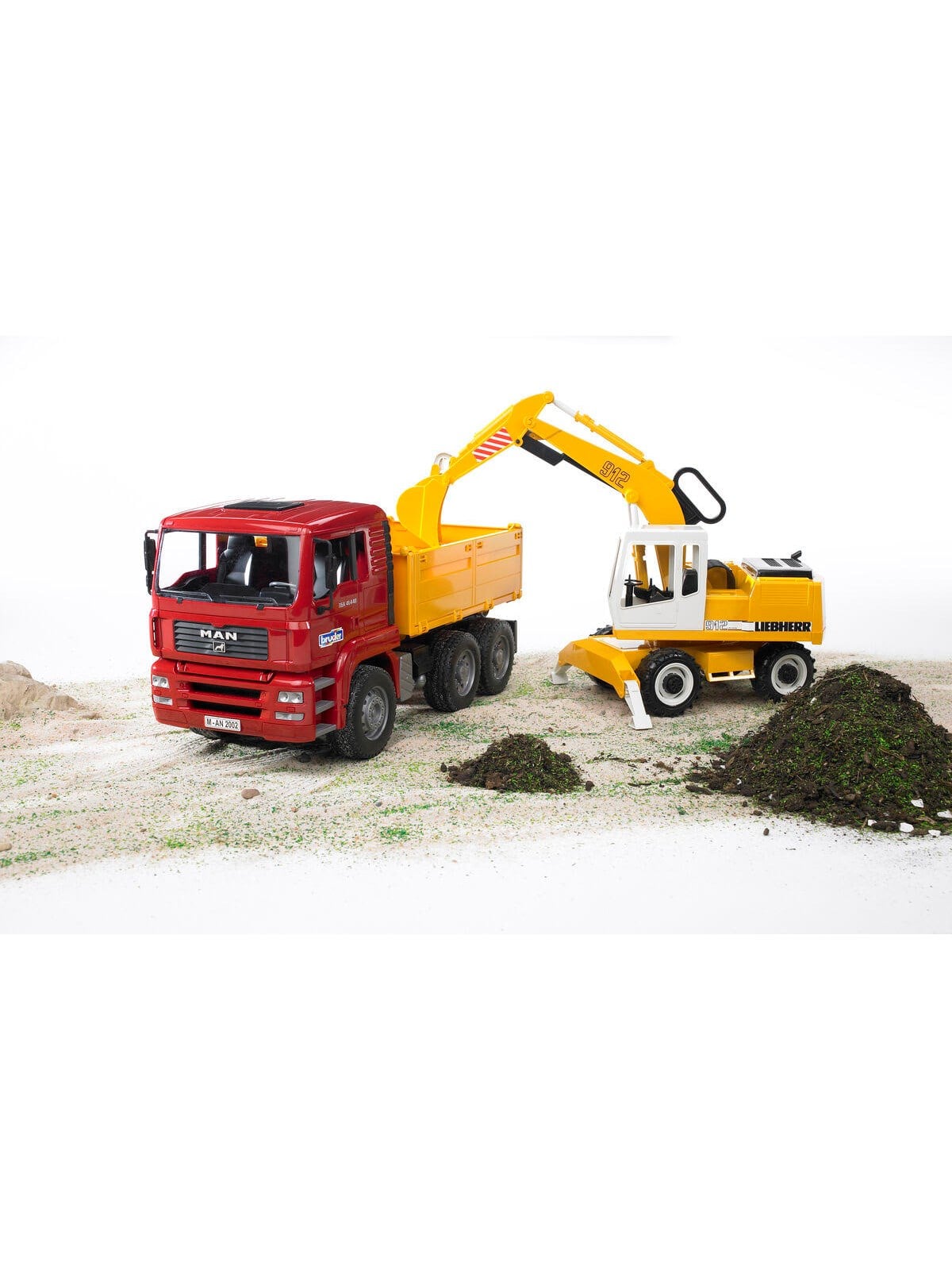 Bruder MAN TGA Baustellen-LKW mit Liebherr Bagger Spielzeug
