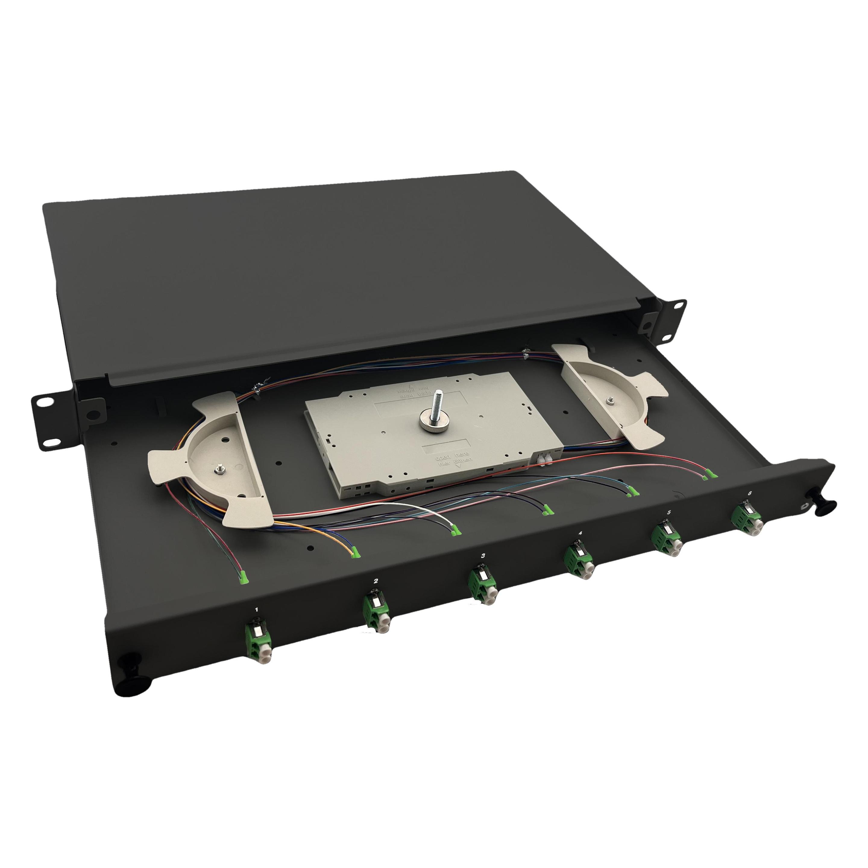 Helos LWL 19" Spleissbox 6 x LC/APC Duplex OS2, spleissfertig, schwarz (375551)