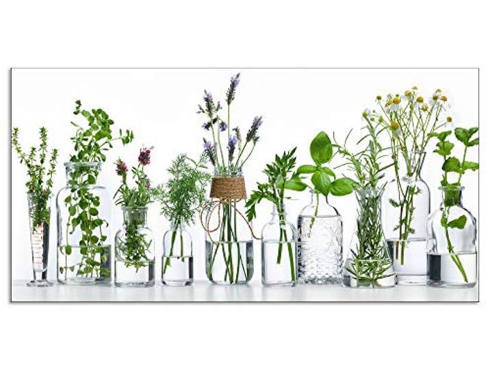 ARTland Spritzschutz Küchenrückwand aus Alu für Küche Herd Spüle 110x55 cm (BxH) mit Motiv Pflanzen Kräuter Gewürze Lavendel Basilikum Blumen H9KE