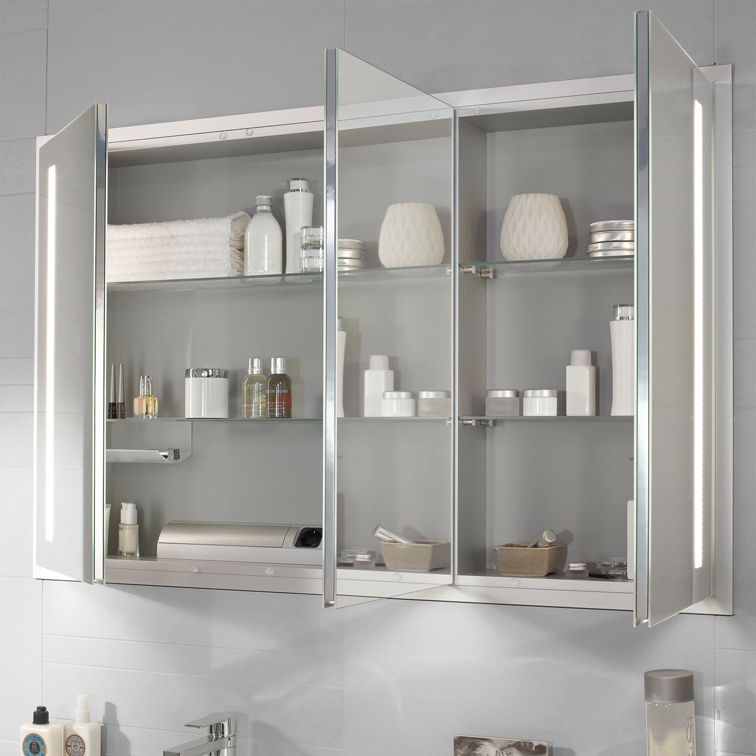 Sanipa Reflection Aluminium-Wandeinbau-Spiegelschrank WILMA 125 mit LED-Beleuchtung