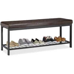 Relaxdays Schuhbank XXL mit Polster Dunkelbraun,Schwarz