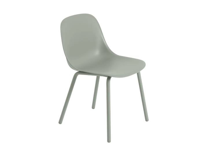 Muuto Fiber Outdoor side chair Stuhl mit Stahlbeinen Dusty green