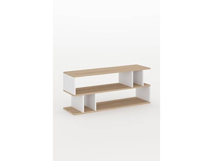 Hanah Home Modern TV Stand, Sonomo Oak & White, 120 cm 100% Melamine Coated Particle Board, 18 mm Thick Wall-Mountable, Stylish Scandinavian Design