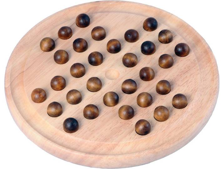 Engelhart Solitair Houten Spel - Rubberhout - 33 Houten Balletjes - Diameter 23 cm