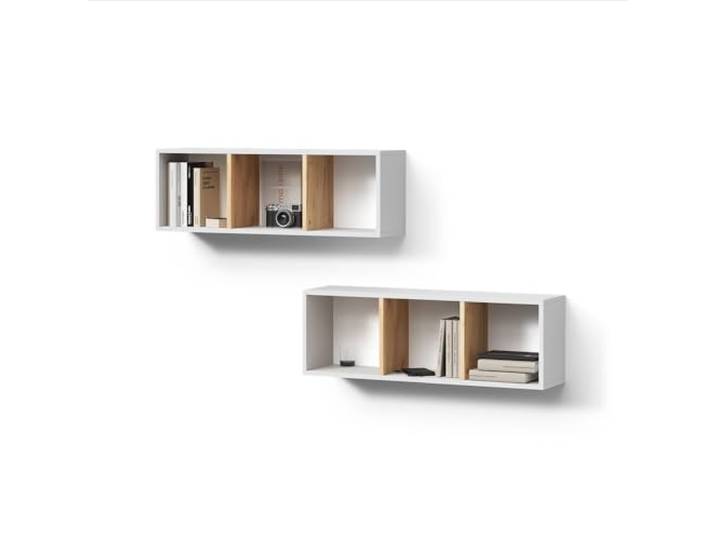 Livinity Wandregal Lorena, Weiß/Goldkraft Eiche, 90 x 30 cm 2er Set