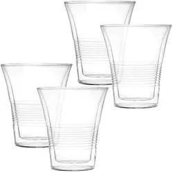 Casativo 4er-Set edle Doppelwandgläser mit Riffelung, 220 ml, Trinkgläser, Transparent
