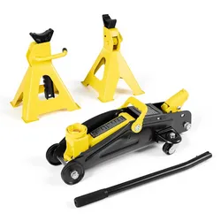 VEVOR Rangierwagenheber Wagenheber mit niedrigem Profil & Ständern hydraulisch 2 t, Einzelkolben-Schnellhubpumpe, 13-31 cm Hubhöhe, hydraulische Wagenheber für kompakte SUVs Gelb + Schwarz