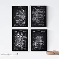 POSTER Set mit 4 Schwarz Druckerei Patent A4 Rahmenlos