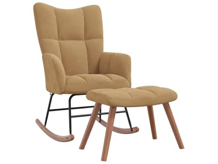 vidaXL Schaukelstuhl mit Hocker Brauner Samt