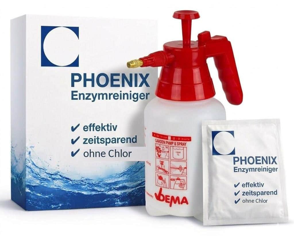 PHOENIX Enzymreiniger Incontinentiegeurverwijderaar 80 g (4 L) met 1 L drukspuit