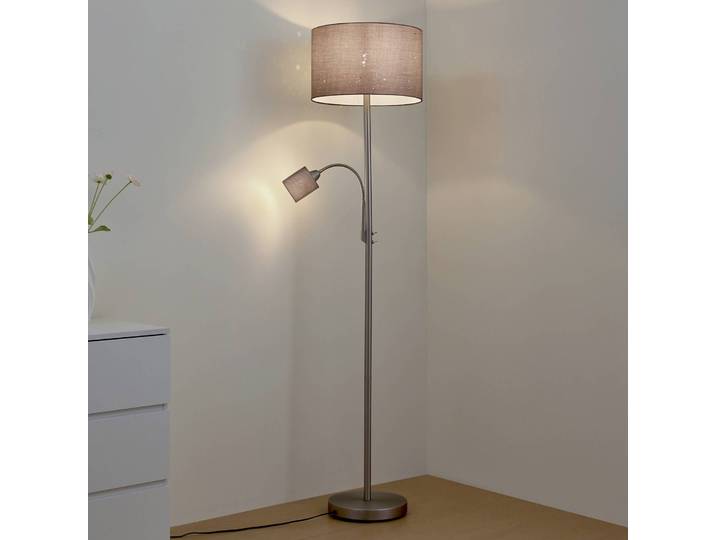 Stehlampe Jaileen Lindby, alu / grau / zink, für Wohn- / Esszimmer, Metall, Modern