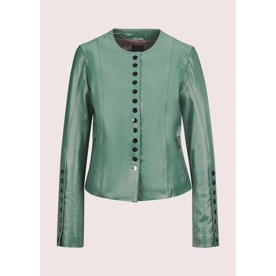 Lederjacke MADELEINE "Lederjacke Kurze Lederjacke aus Lammnappa", Damen, Gr. 34, grün (hellsalbeigrün), Obermaterial: 100% Lammnappaleder LANA., Modern, normal, Jacken