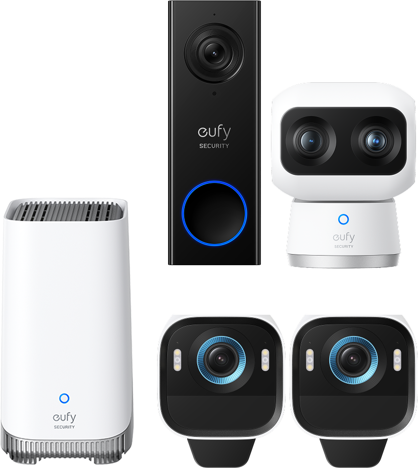 Kit de 2 caméras eufyCam S3 Pro+Caméra intérieure S350+Sonnette vidéo C30 eufy Security