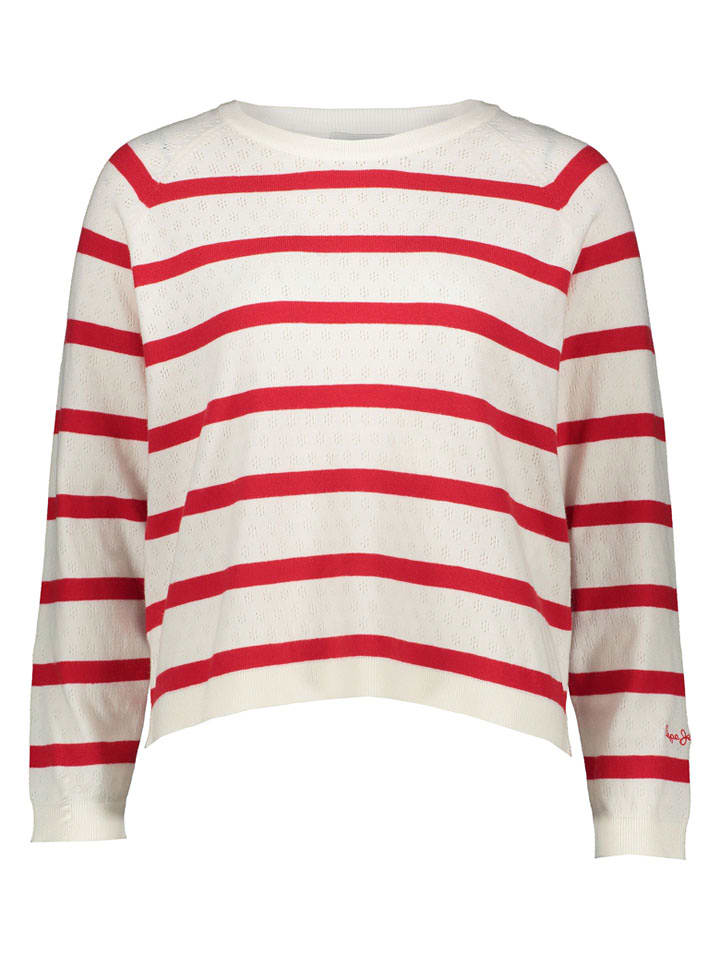 Pepe Jeans Pullover in Weiß/ Rot - L