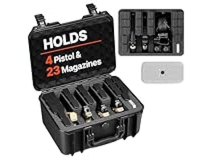 VEVOR Mallette Transport Arme, Valise à Pistolet avec Insert en Mousse XPE, Étui Rigide Étanche Capacité 4 Pistolets, pour Arme de Poing, Objectifs, Appareil Photo, 404x319x192 mm, Conforme TSA