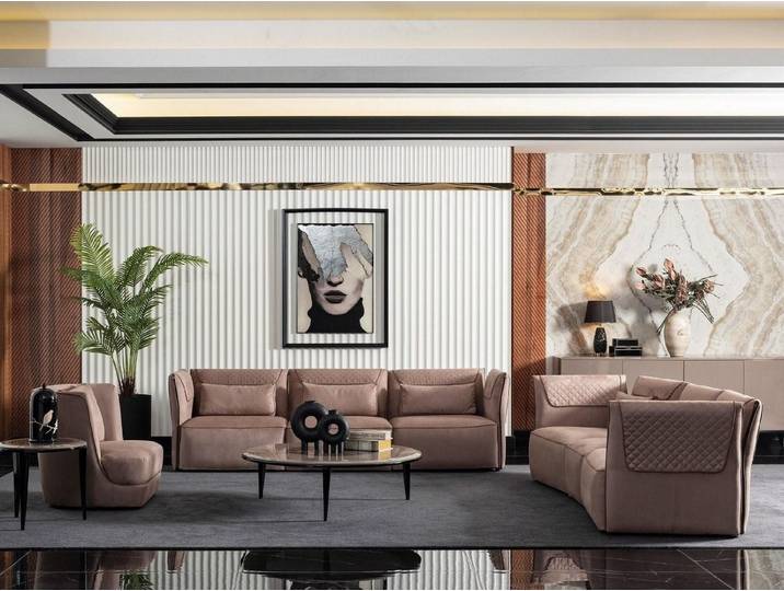 Xlmoebel Polstergarnitur Beiges Textil-Sofa Set von XLMOEBEL mit modernem Design und Komfort, (Polstergarnitur, 1-tlg., Beiges Textil-Sofa Set), Made in Europa
