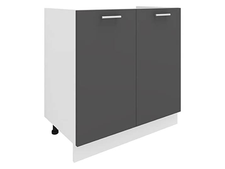 VCM Küchenmöbel Unterschrank Weiß/Anthrazit 80x46x82 cm 2 Türen Serie Esilo Stauraum für Töpfe und Vorräte - Wohnküche - Für Haushalte - Holzwerkstoff mit höhenverstellbaren Füßen