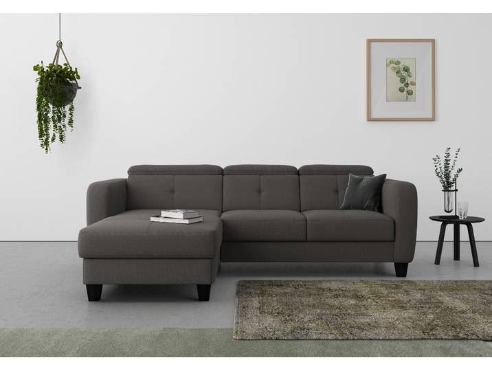 Ecksofa, Struktur, Dunkelgrau, 247×170 cm, Recamiere Links, Federkern, sit&more