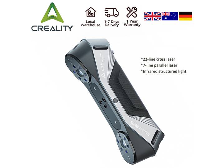 Creality Raptor Pro 3D Scan CR-Scan Scanner d'impression 3D Précision 0,02 mm Numérisation couleur 24 bits 22+ 7 lignes laser bleues parallèles